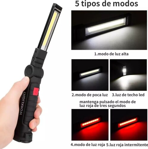 Luz De Trabajo Led Linterna Recargable Giratoria Plegable