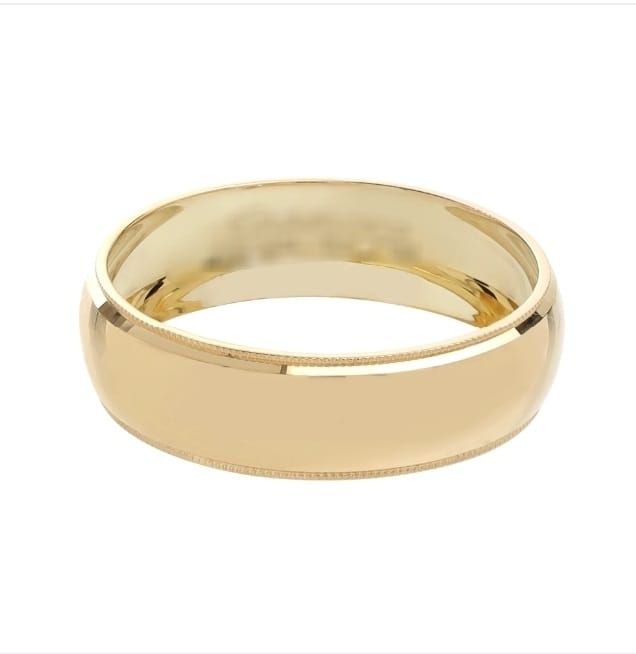 Fina Argolla Matrimonio Oro 10k 6mm Espejo