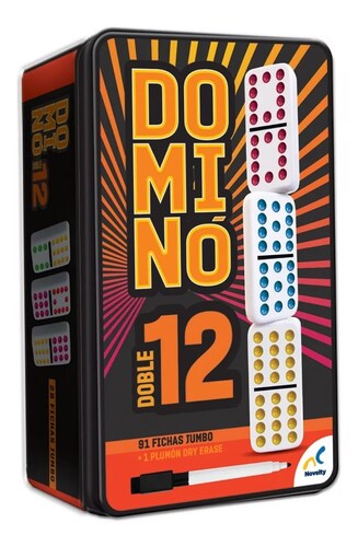 Dominó Tradicional Cubano Doble 12 Caja Metálica Ficha Jumbo