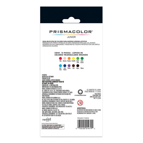 Lápices de Colores Triangulares Prismacolor Junior 12 pzas