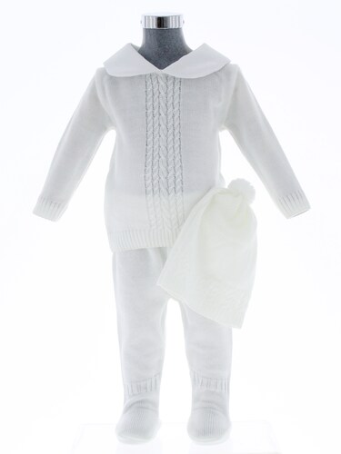 Conjunto Tejido tipo Mameluco para Bebé Blanco 0 a 2 años 3391..