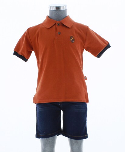 Conjunto Niño Shorts y Playera Naranja 3395 2 a 8 Años.