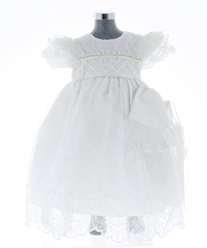 Vestido de Bautizo para Niña Blanco 3399 0 a 3 Años.