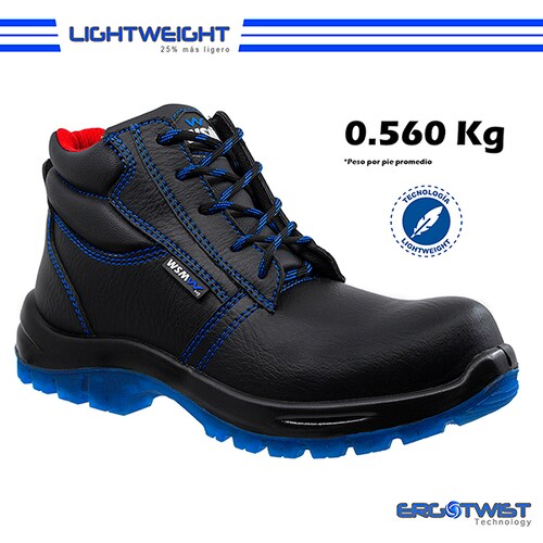 Zapato de Seguridad WSM, Ergonómico y muy ligero. Con Casquillo de Policarbonato. Bota de trabajo. Es un calzado Industrial inyectado directo al corte dieléctrico y antiderrapante. Est. 2958-MI