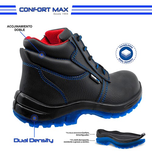 Zapato de Seguridad WSM, Ergonómico y muy ligero. Con Casquillo de Policarbonato. Bota de trabajo. Es un calzado Industrial inyectado directo al corte dieléctrico y antiderrapante. Est. 2958-MI