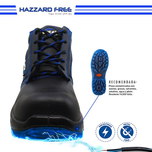 Zapato de Seguridad WSM, Ergonómico y muy ligero. Con Casquillo de Policarbonato. Bota de trabajo. Es un calzado Industrial inyectado directo al corte dieléctrico y antiderrapante. Est. 2958-MI
