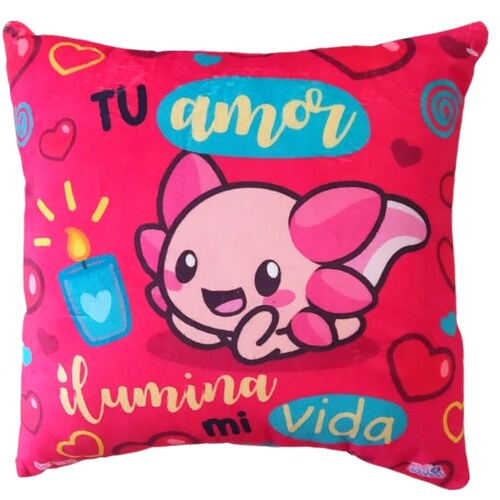 Cojín Decorativo Ajolote Tu Amor Ilumina Xoli 36cm Axolotl Regalo Sirenas