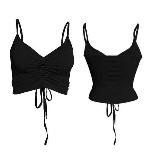 Pack de 4 Blusas Mujer Tops Jareta Croptop Dama Canalé Mayoreo