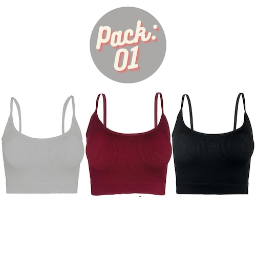 Pack de 3 Tops De Mujer Crop Top Dama Canalé Blusas Mayoreo