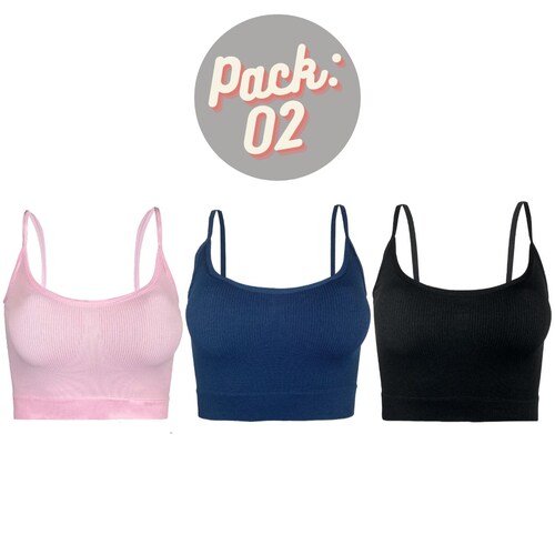 Pack de 3 Tops De Mujer Crop Top Dama Canalé Blusas Mayoreo