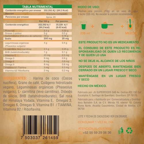 Café Keto Termogénico Pre-entreno. Carnitina Omegas. Sin Azúcar. 200g