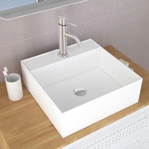 Lavabo de Cerámica Blanco cuadrado de sobreponer