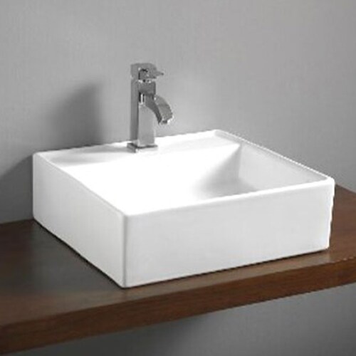 Lavabo de Cerámica Blanco cuadrado de sobreponer