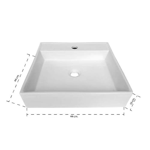 Lavabo de Cerámica Blanco cuadrado de sobreponer