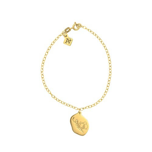 Pulsera con charm orquídea Amor Natural plata .925 con baño de oro, Colección Amor Natural, Joyería para Mujer de Anante Joyería.
