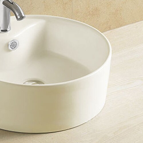 Lavabo de Cerámica Beige redondo de sobreponer