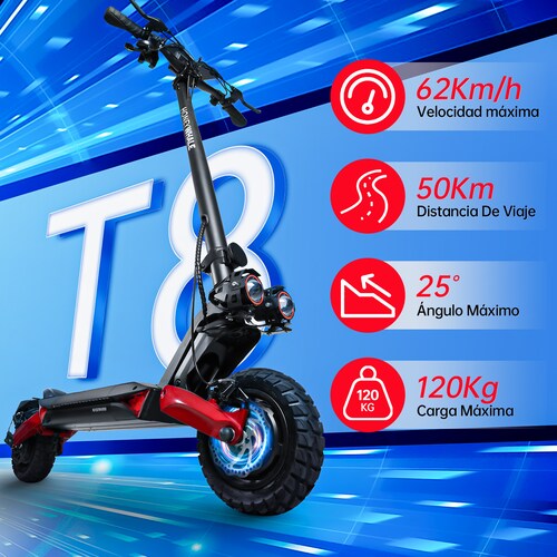 Scooter Eléctrico Honey Whale T8-B Rojo.