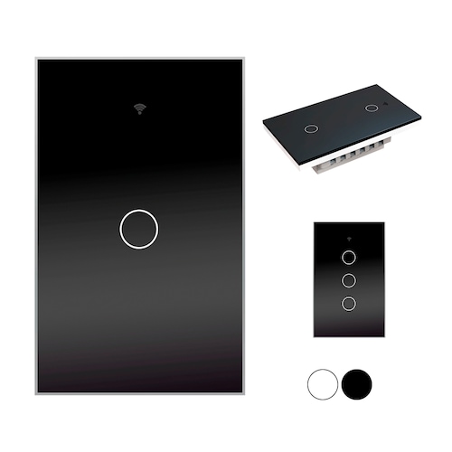 Interruptor de luz de pared inteligente WIFI  1 via, apagador inteligente Smart Switch, control remoto de luz vía celular, panel táctil de vidrio o voz al ser compatible con Alexa, Google home y Smart Life (2.4 Wifi).