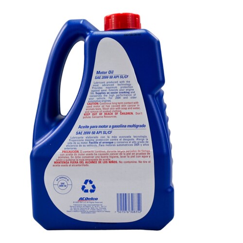 Aceite para motor a gasolina multigrado ACDelco original SAE 20w- 50 APISL