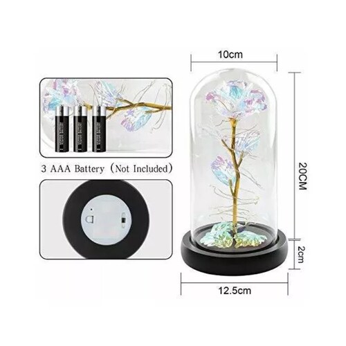 Flor Rosa Blanca Eterna Led Luz Vidrio Botella Ideal Para Regalo Amor