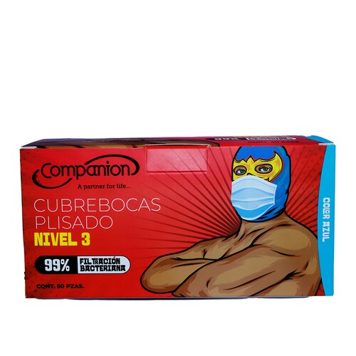 Cubrebocas Plisado nivel 3 tricapa 50Pz..