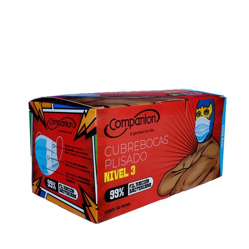 Cubrebocas Plisado nivel 3 tricapa 50Pz..