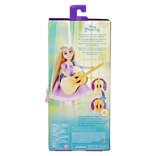 Muñeca Princesa de Disney Hasbro Rapunzel y su guitarra que cambia de color con la luz del sol F3391
