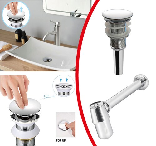 Contra Push Y Cespol Para Lavabo Metal Cromo