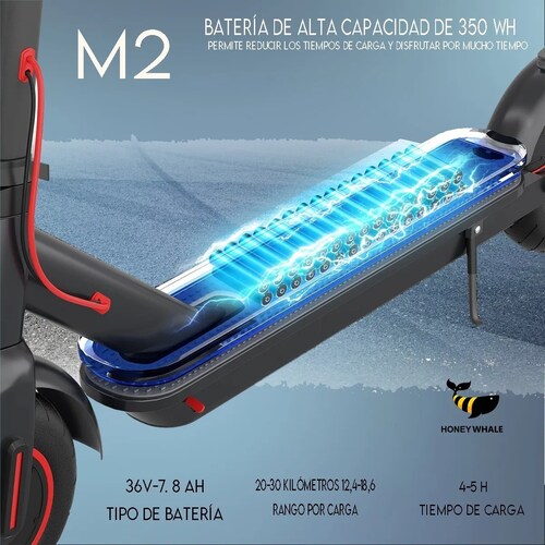 Scooter Eléctrico Honey Whale M2 Negro.