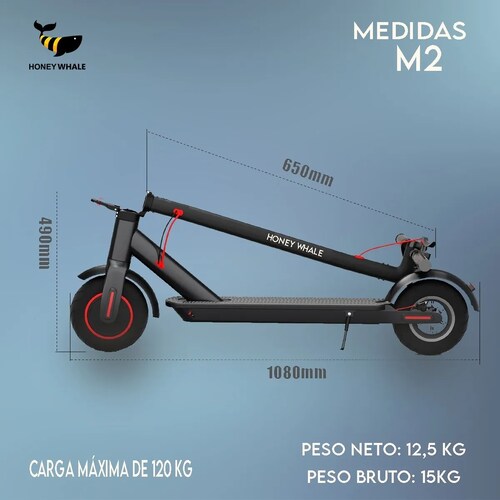 Scooter Eléctrico Honey Whale M2 Negro.