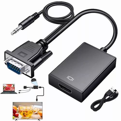Cable Convertidor Video Vga A Hdmi + Audio Full Hd 1080p