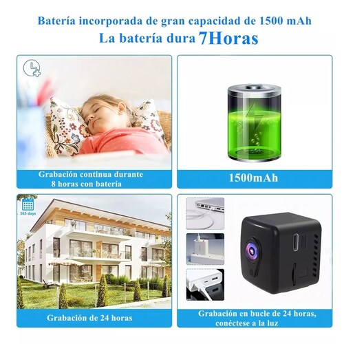 Mini Cámara Espía 1080p Wifi Con Batería Recargable 7 Horas