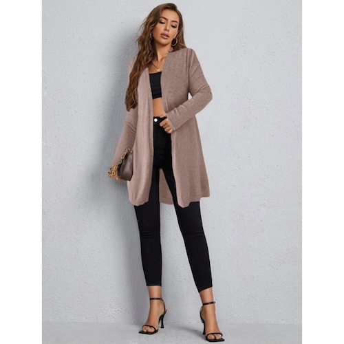 Leggins Outfit Con Sueter Tejido Largo Suéter Tejido Canalé Cuello