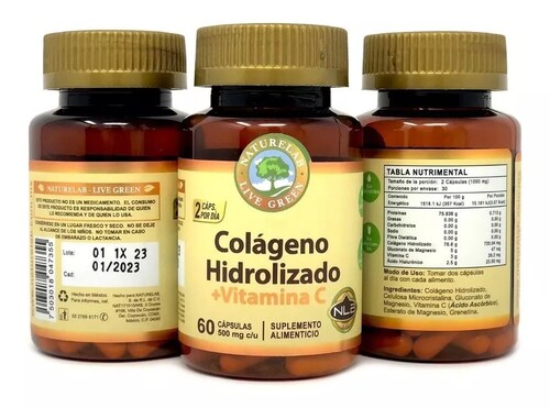 Colágeno Hidrolizado + Vitamina C - 60 Cápsulas - Naturelab Sin Sabor