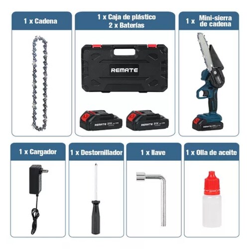 Motosierra Eléctrica Portatil Con 2 Baterías De 6 In.