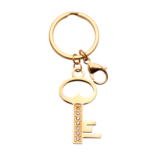 LuckyLy Llavero para Mujer de Llave con Zirconia Cúbica , Acero Inoxidable con Baño de Oro 18k - Modelo Kya