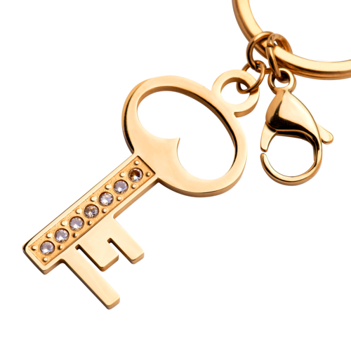 LuckyLy Llavero para Mujer de Llave con Zirconia Cúbica , Acero Inoxidable con Baño de Oro 18k - Modelo Kya