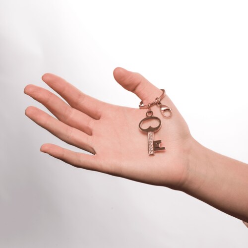 LuckyLy Llavero para Mujer de Llave con Zirconia Cúbica , Acero Inoxidable con Baño de Oro 18k - Modelo Kya