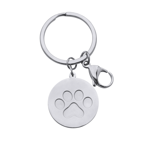 LuckyLy Llavero para Mujer de Huella de Perro , Acero Inoxidable Color Plata - Modelo Elva