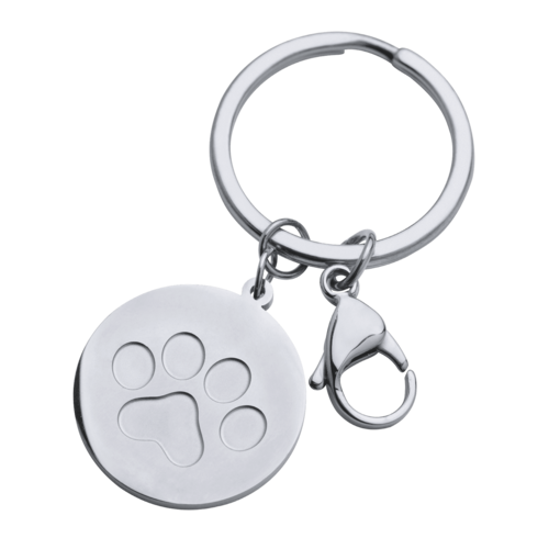 LuckyLy Llavero para Mujer de Huella de Perro , Acero Inoxidable Color Plata - Modelo Elva