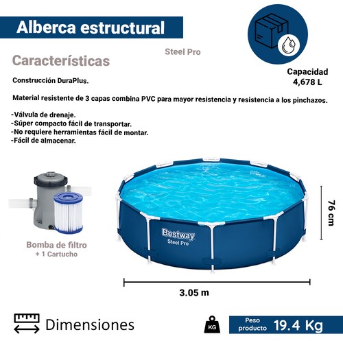 Alberca Estructural Circular Bestway 13030 Litros 4.27 Mts