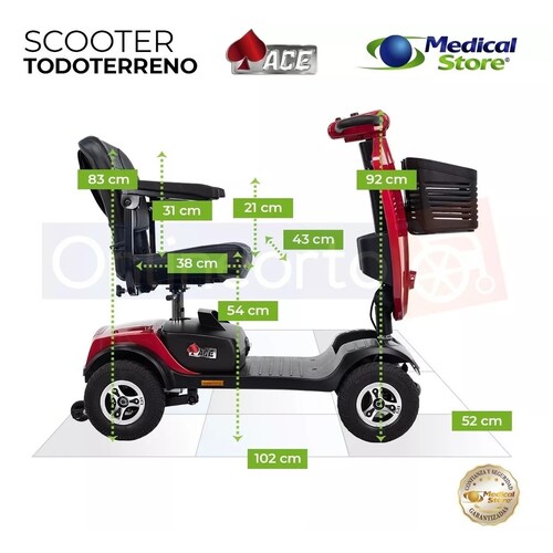 Silla De Ruedas Scooter Ligero Desmontable 4 Ruedas Rojo SCACES1PLMS Medical Store 
