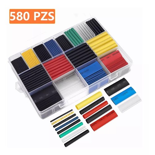 Kit 580 Pzas Tubo Termorretráctil Empalme Aislamiento Eléctrico