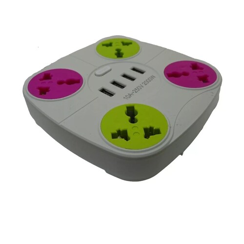 Extensión Multi Contacto, 4 Puertos Usb, 4 Contactos, Switch