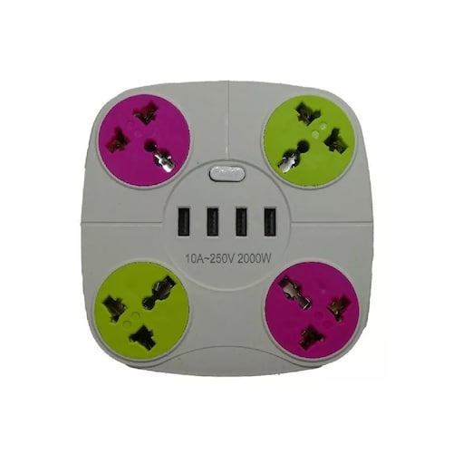 Extensión Multi Contacto, 4 Puertos Usb, 4 Contactos, Switch