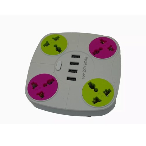 Extensión Multi Contacto, 4 Puertos Usb, 4 Contactos, Switch