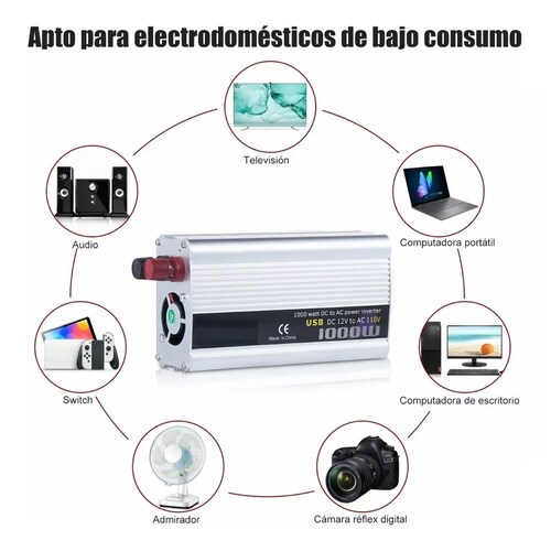 Convertidor De Corriente Auto Para Auto 1000w 12 A 110v