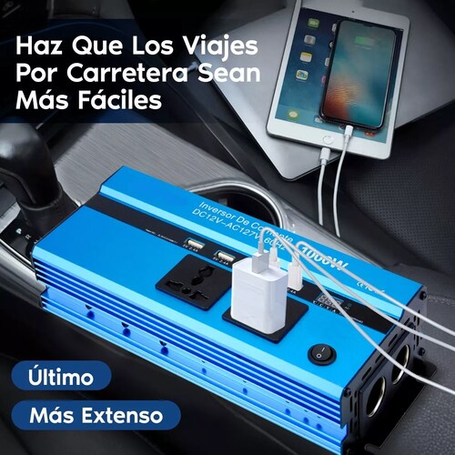 Inversor De Corriente Dual 1000w Con 4 Usb 12 Vcc A 110 Vca