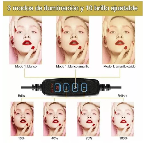 Aro De Luz Led Con Soporte De Pinza Para Celular Flexible