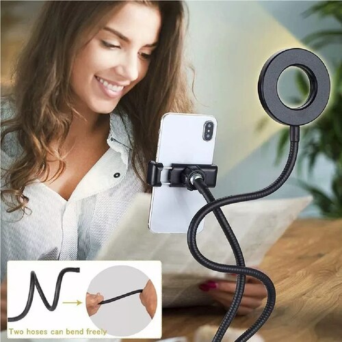Aro De Luz Led Con Soporte De Pinza Para Celular Flexible